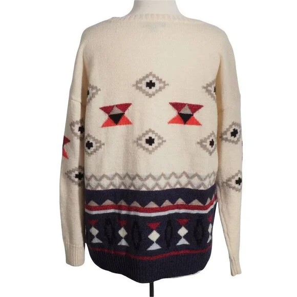 American Eagle Sweater Women XL Aztec Scoop Neck Pullover Long Sleeve - Picture 5 of 10